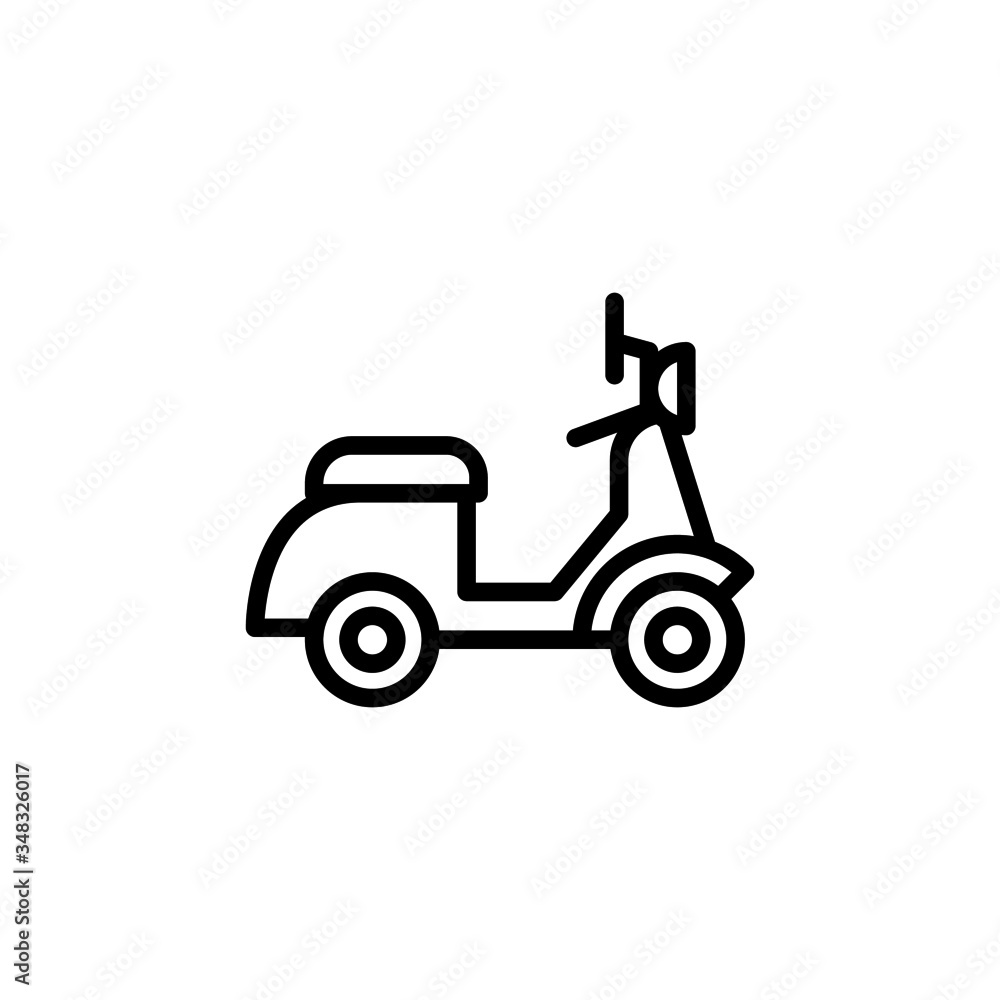 Scooter icon in outline style on white background vector sign, Delivery symbol, logo illustration Scooter icon in outline style on white background vector sign, Delivery symbol, logo illustration