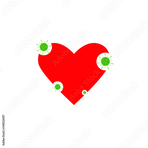 coronavirus infects, devours the heart, destroys, protects health, strengthens immunity vector illustration
