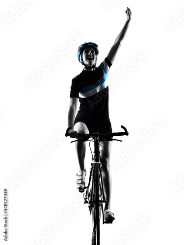 cyclist cycling riding bicycle woman isolated silhouette