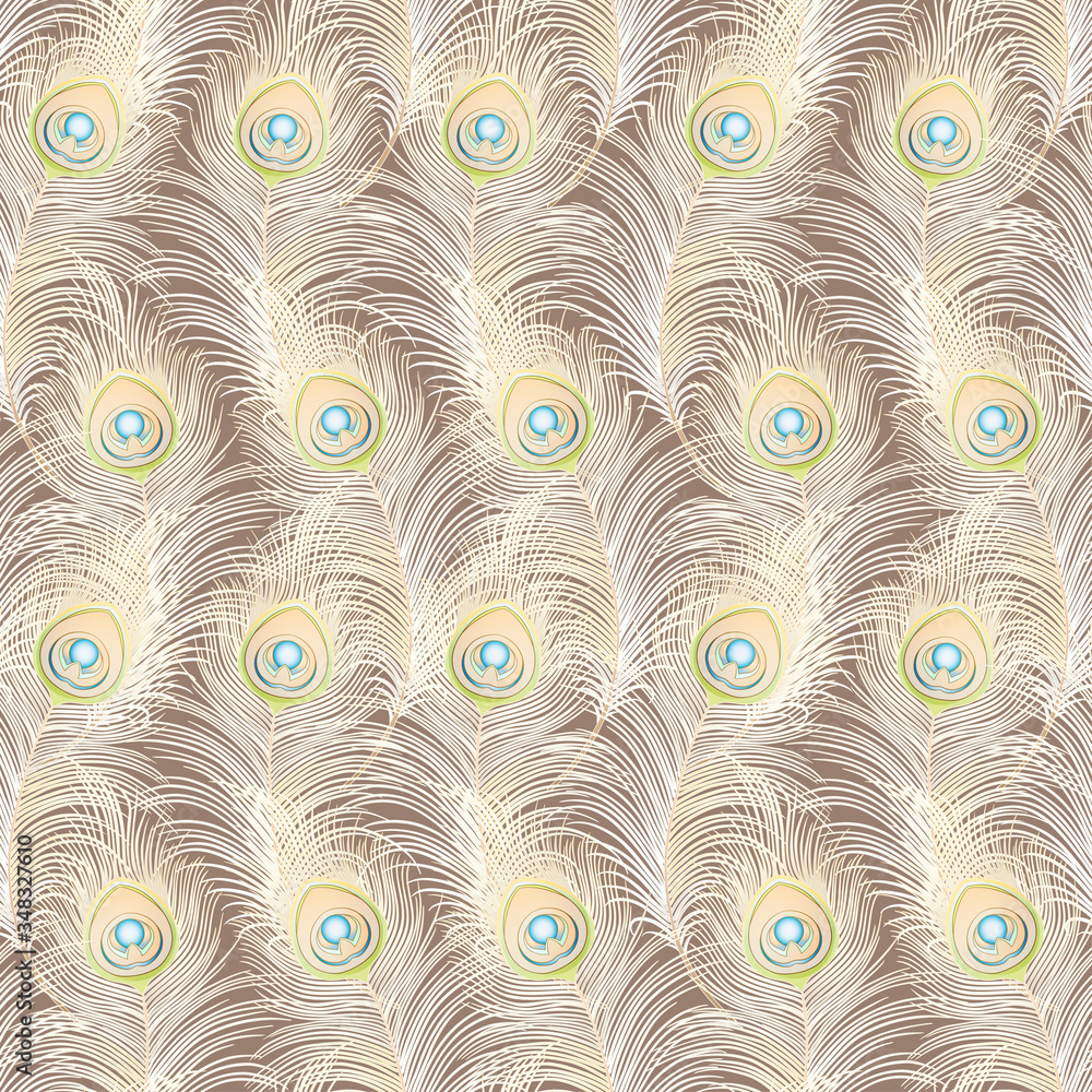 Obraz premium Peacock feathers Seamless pattern, background. Colored vector illustration