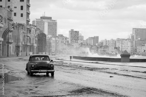 Photography Classic old car on streets of Havana, Cuba