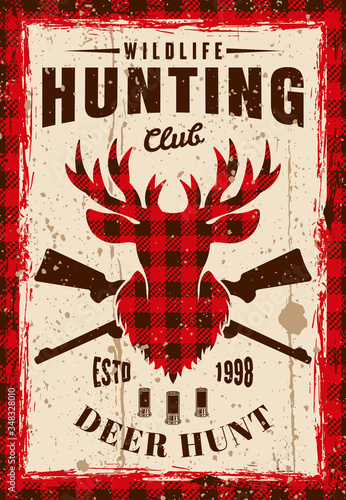 Deer head with checkered plaid inside poster 