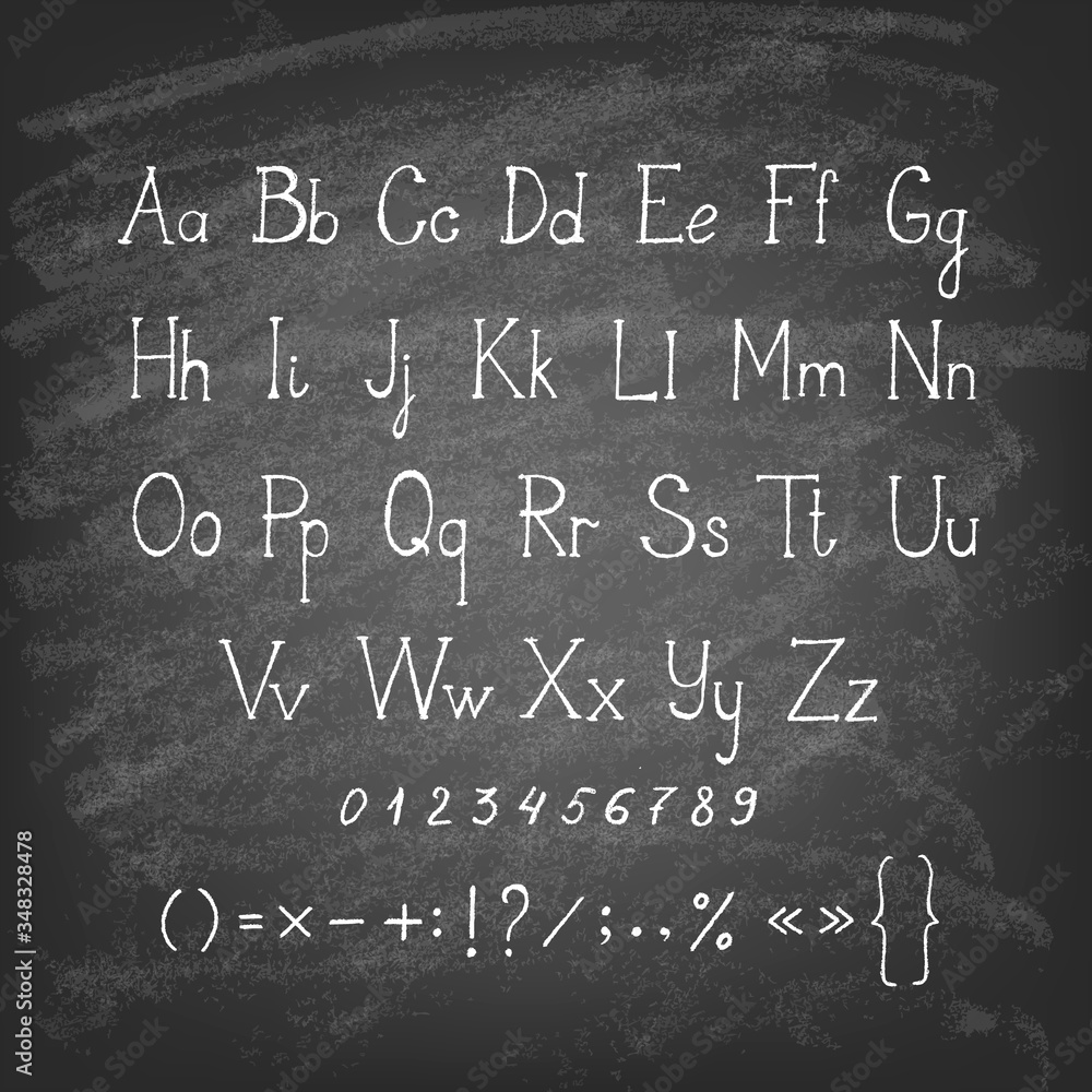 Chalk hand drawing alphabet. Vector illustration. Chalk hand drawing alphabet. Vector illustration.