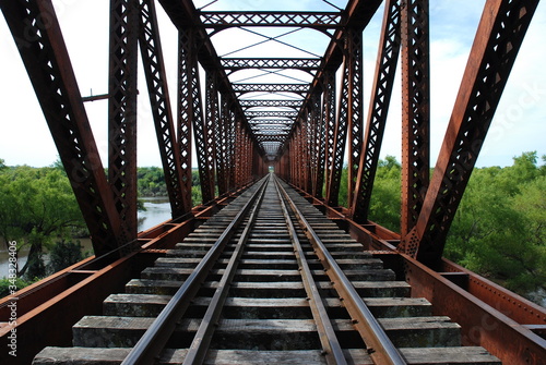Fototapeta railway track on bridge
