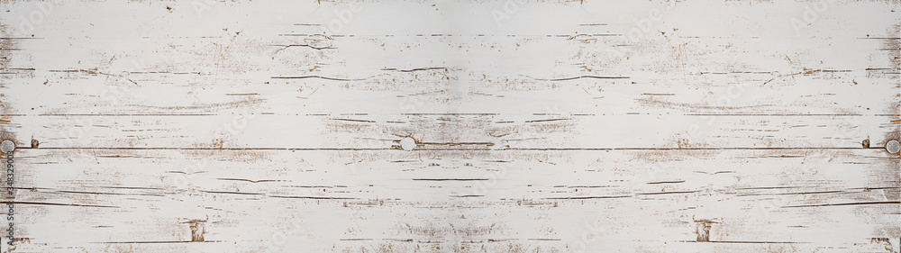 Obraz premium old white painted exfoliate rustic bright light wooden texture - wood background banner panorama long shabby