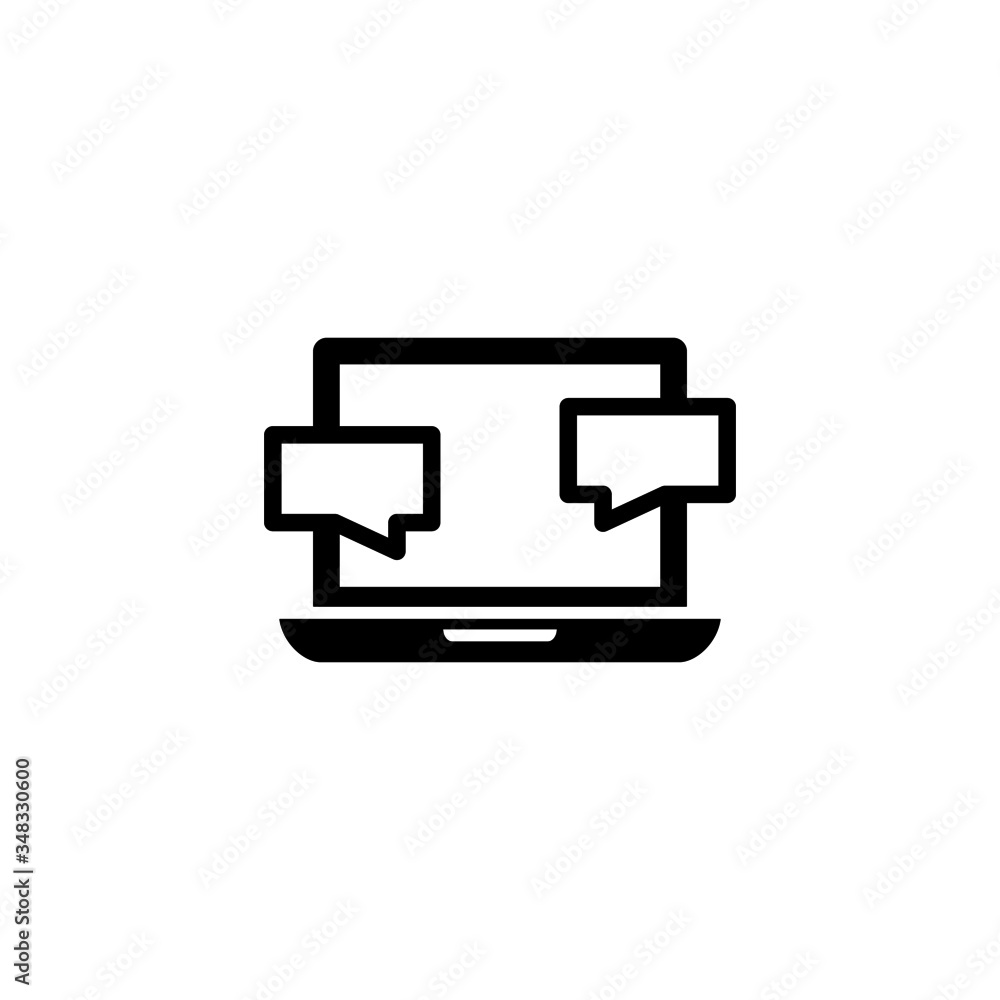 Online chat vector icon in black solid flat design icon isolated on white background Online chat vector icon in black solid flat design icon isolated on white background