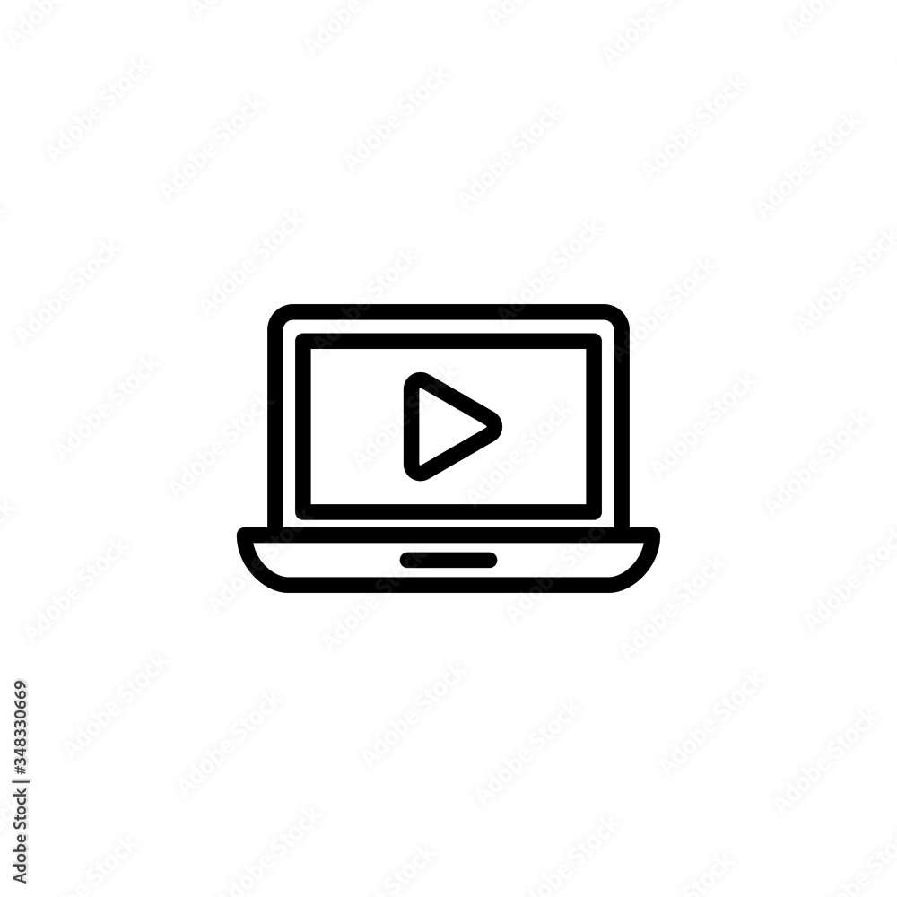 Computer video vector icon in linear, outline icon isolated on white background Computer video vector icon in linear, outline icon isolated on white background