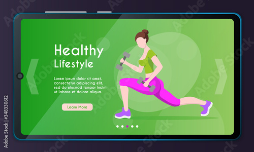 Fitness training. Female character.