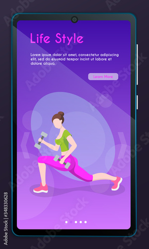 Fitness training. Female character.