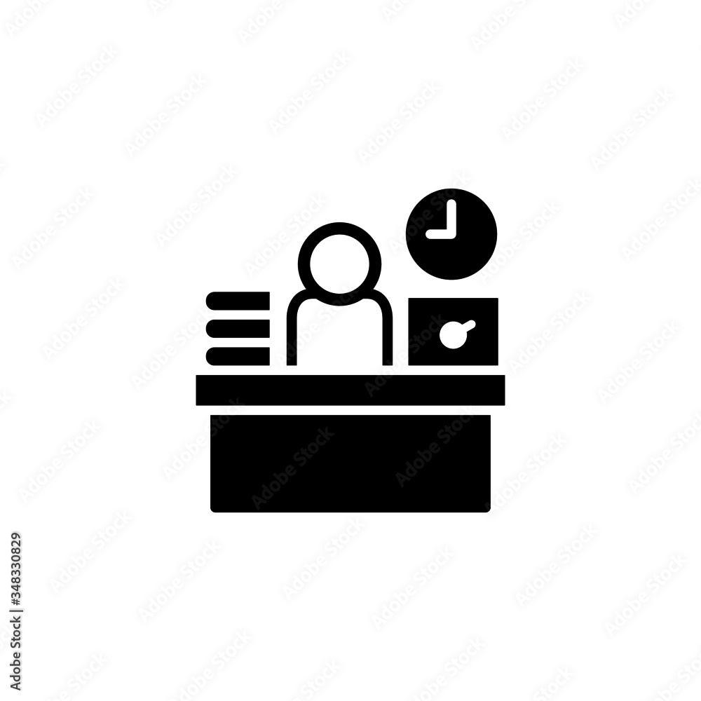 Office worker icon vector in black solid flat design icon isolated on white background Office worker icon vector in black solid flat design icon isolated on white background