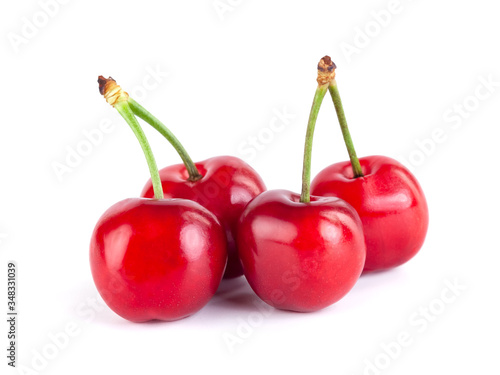Fresh sweet cherries isolated on white background