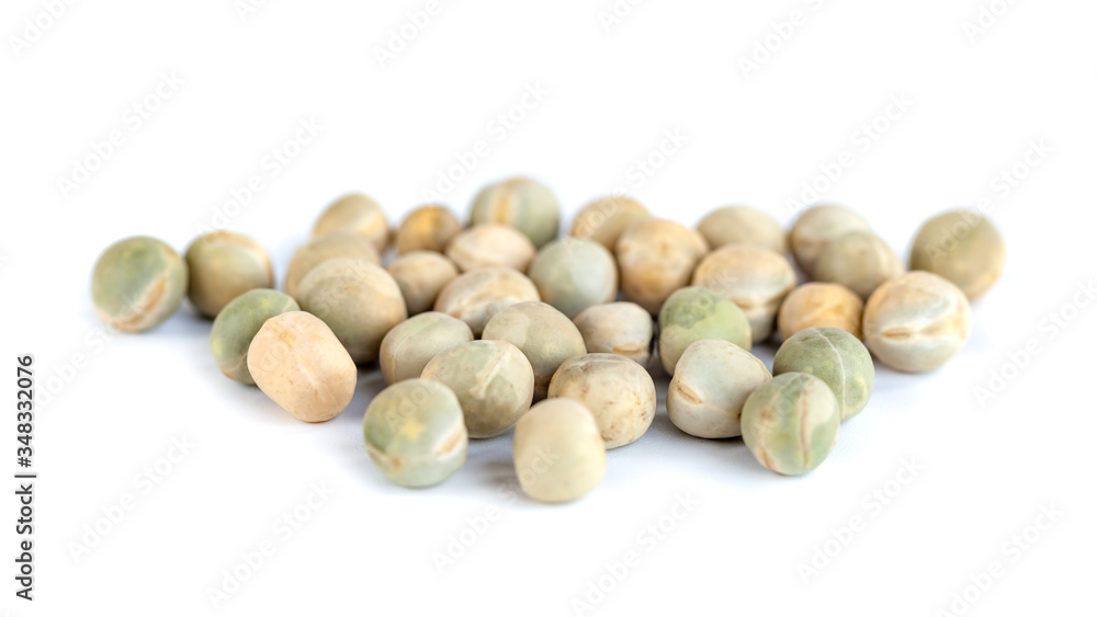 Dried green peas isolated on white background