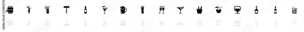 Alcoholic - Flat Vector Icons Alcoholic - Flat Vector Icons