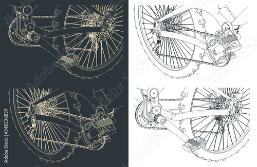 Mountain bike close-up drawings