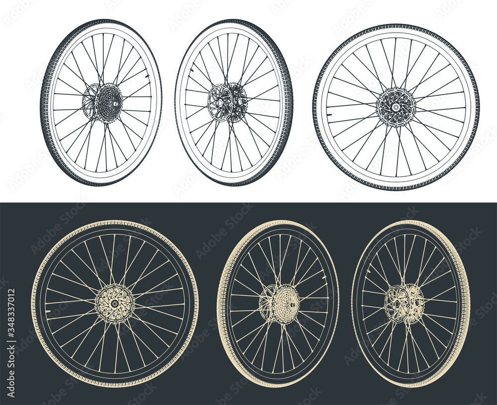 Road bike wheel drawings