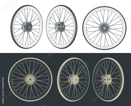 Road bike wheel drawings