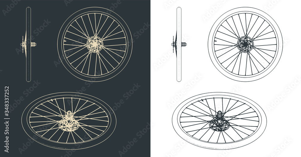 Fototapeta premium Bike wheel blueprints