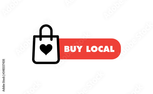 Buy local, support small business sticker. Popular Social Media design. Vector file.