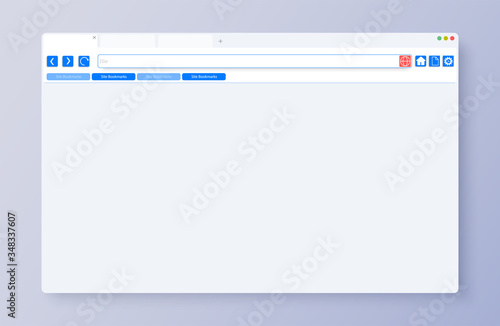 Browser mockup. Website interface for different devices, internet page. Web window screen mockup. Search and bookmarks internet page concept. Browser window new fresh modern design.Vector illustration