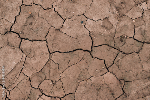 Closeup of dry soil.Cracked ground background.Global warming effect.