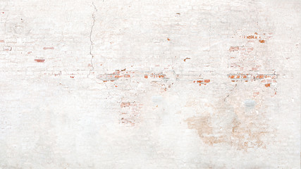 Poster Bakstenen muur Rode baksteen met witte stucwerk  © Papin_Lab