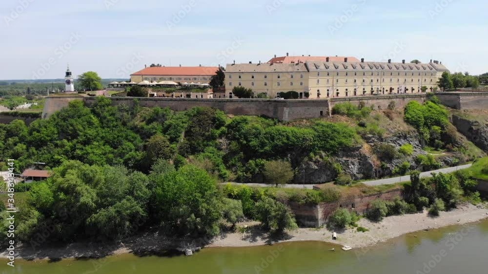 Drone video of Petrovaradin Fortress located on the right bank of the Danube river in Novi Sad, Serbia Drone video of Petrovaradin Fortress located on the right bank of the Danube river in Novi Sad, Serbia