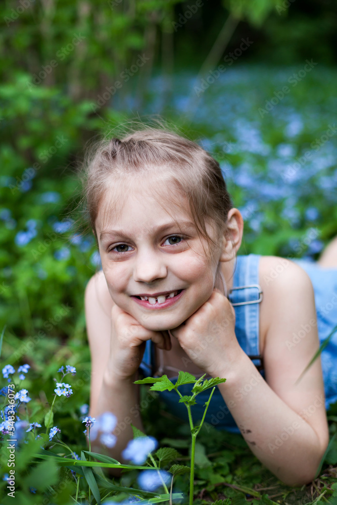 Portrait of beautiful little girl with flowers Portrait of beautiful little girl with flowers