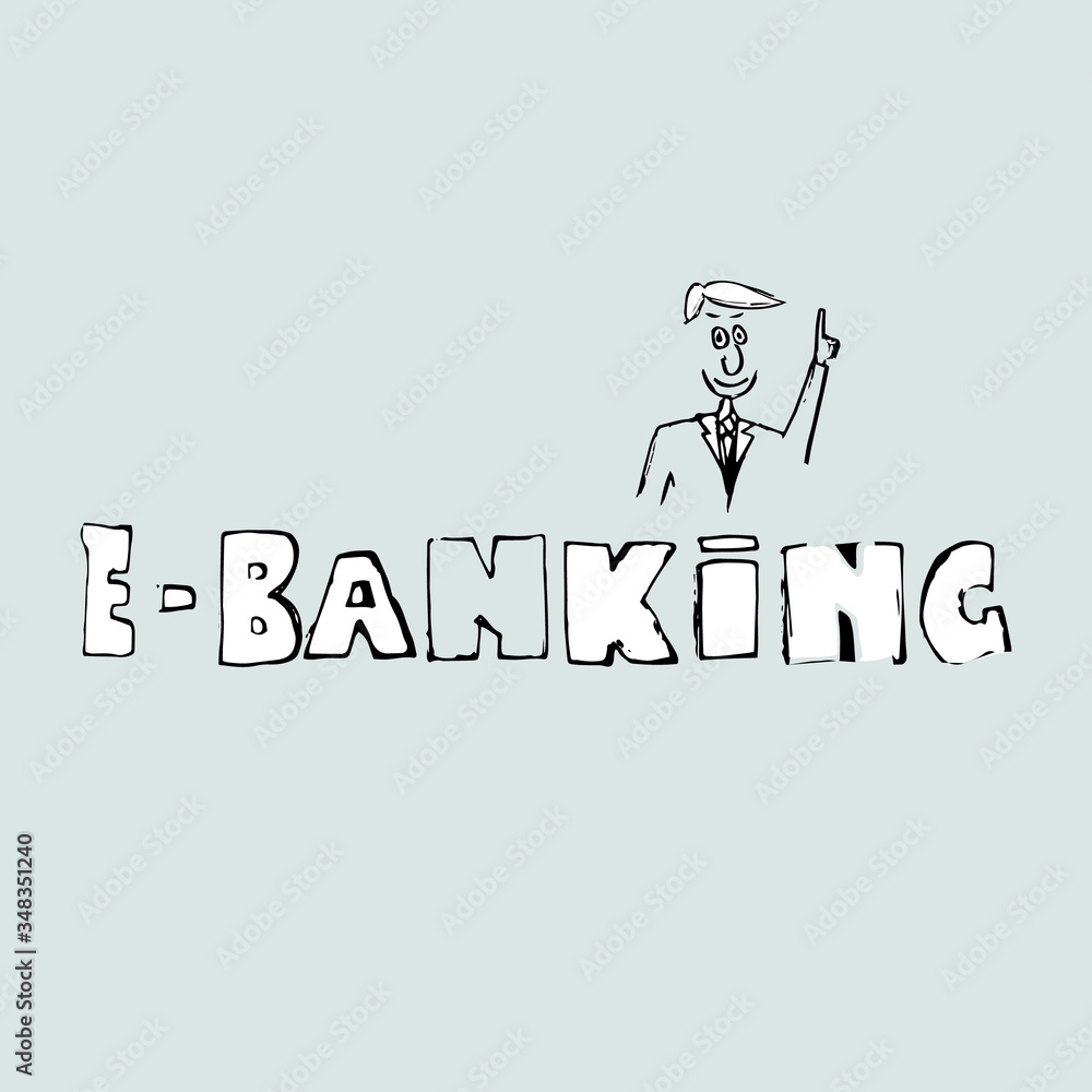 e-banking - handwritten inscription on a blue background e-banking - handwritten inscription on a blue background