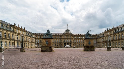 Stuttgart Schlossplatz hyperlpase timelapse new palace germany. photo