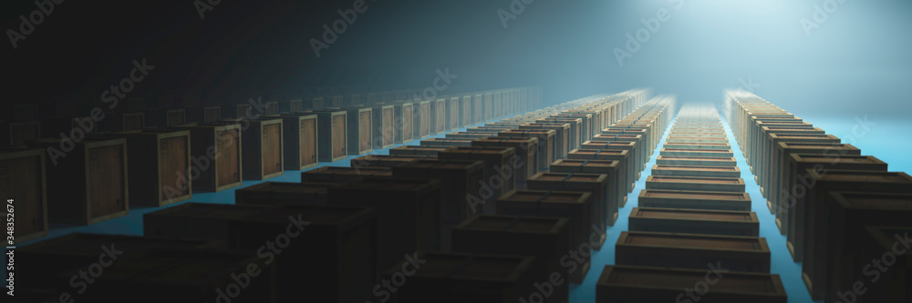 Fototapeta premium wooden boxes in a warehouse