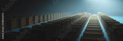 wooden boxes in a warehouse