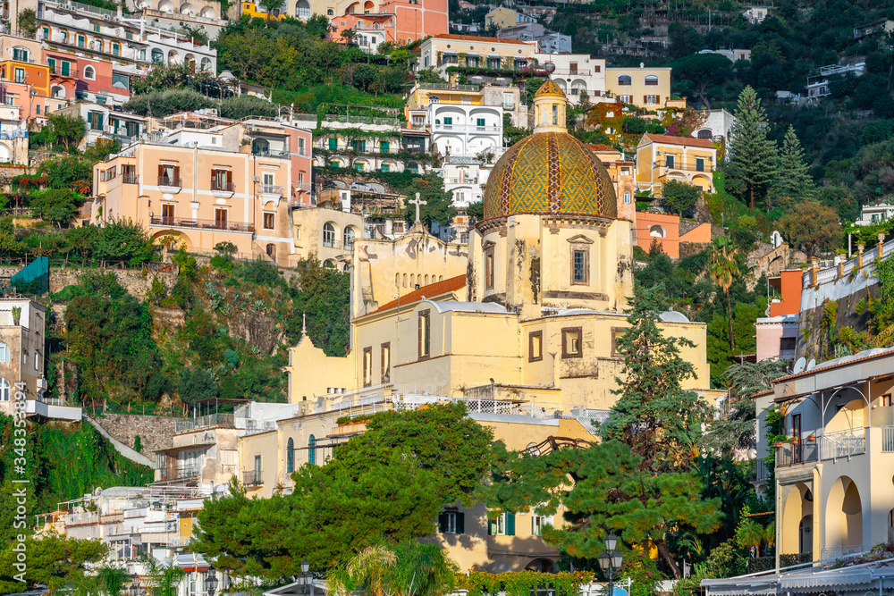 Beautiful colorful houses on a mountain in Positano