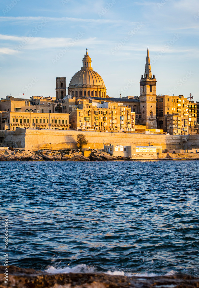 Beautiful Valletta city in Malta over the sunset