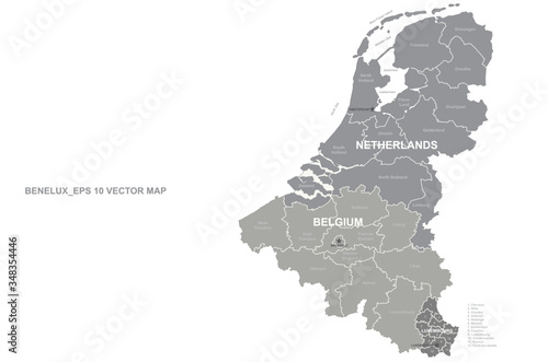 BENELUX map. vector benelux map in european countries. 