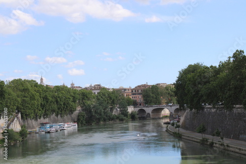 river tiber in the city center of rome italy 