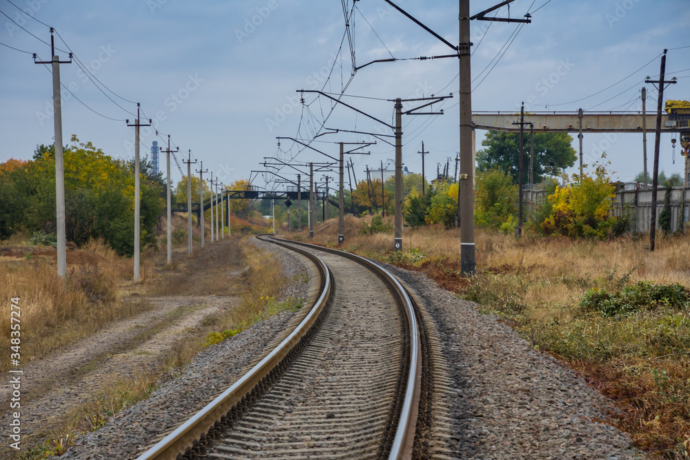 Morning railway landscape near Kharkiv