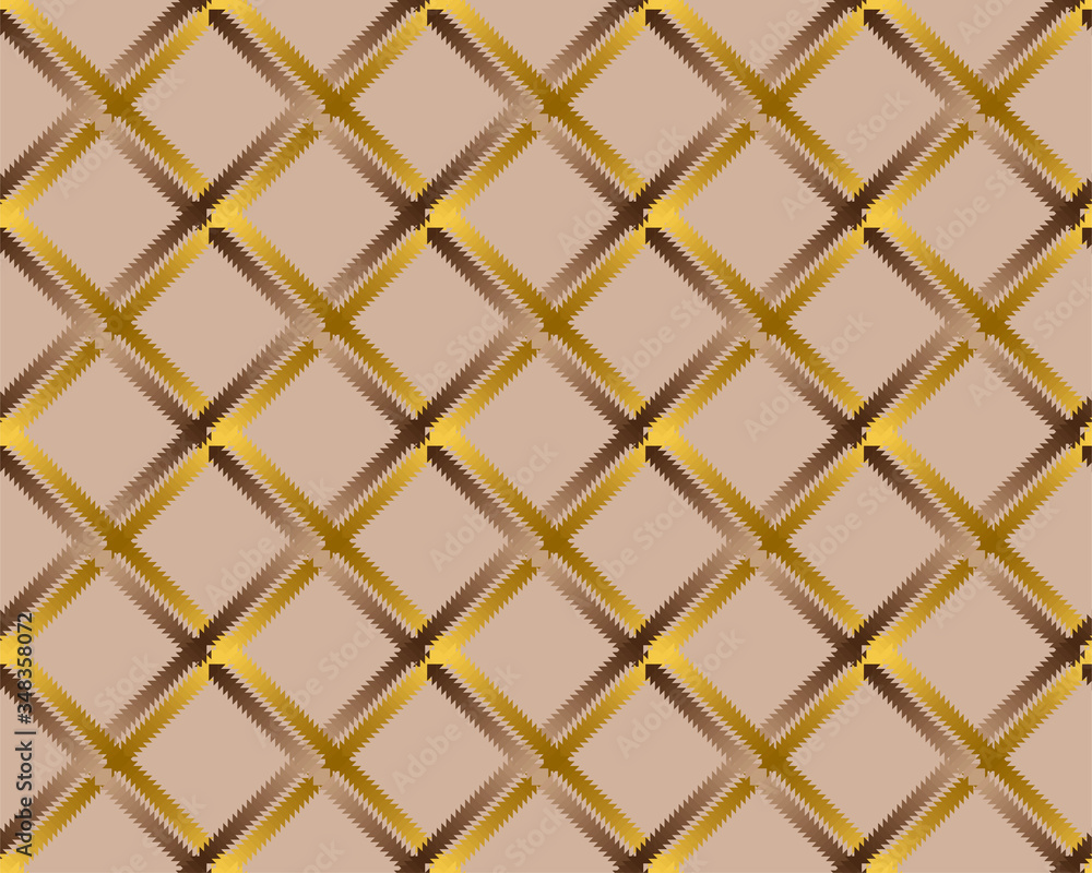 Seamless gold plaid pattern. beige background