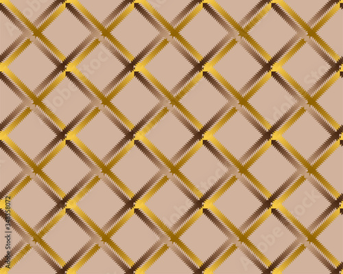Seamless gold plaid pattern. beige background