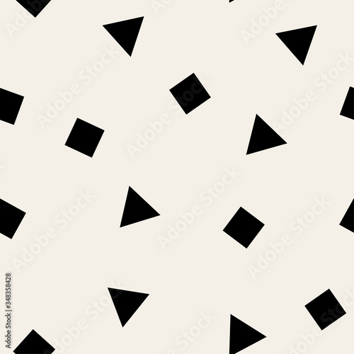 Geometric monochrome vector pattern with minimalistic shapes. Hipster fashion Memphis style.