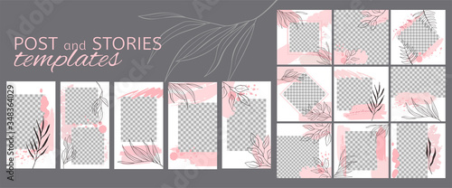 Editable layout templates for social media posts and stories, mobile apps, ba...