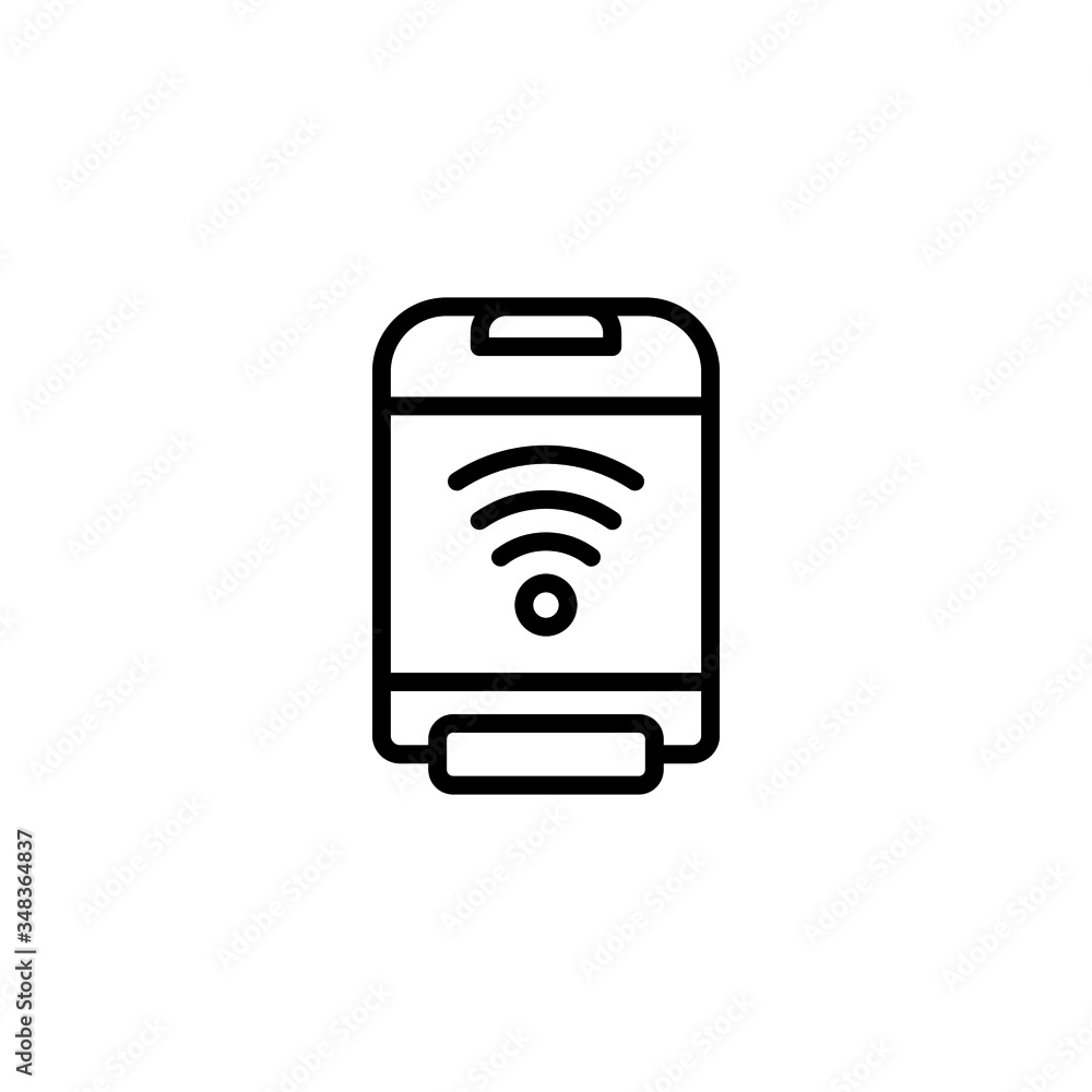 Smart trash icon vector in linear, outline icon isolated on white background Smart trash icon vector in linear, outline icon isolated on white background