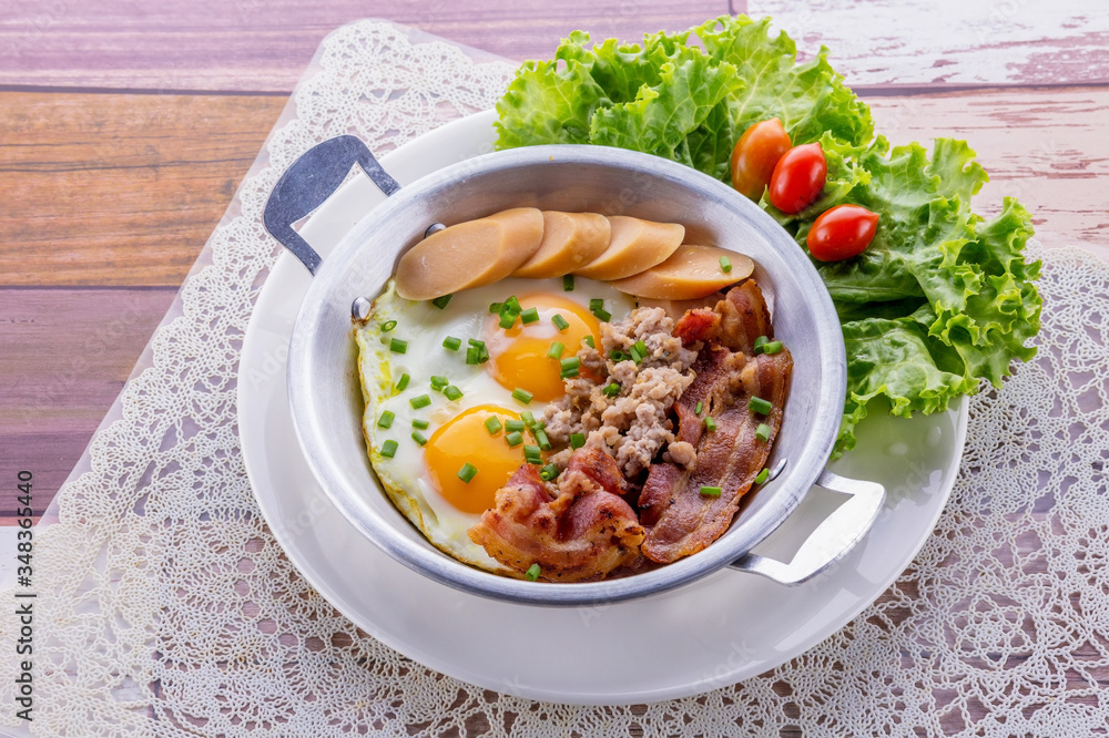 Eggs pan with sausage Eggs pan with sausage
