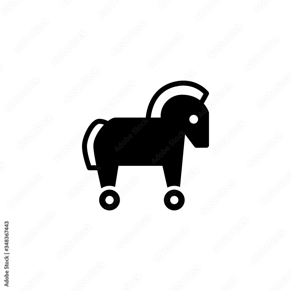 Fototapeta premium Trojan vector icon in black solid flat design icon isolated on white background