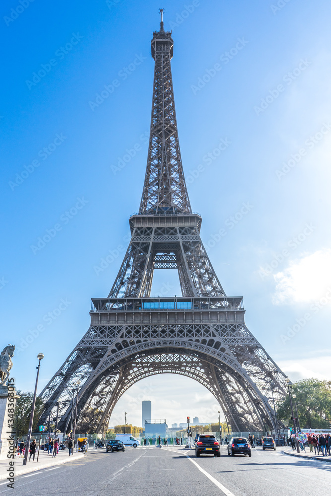 Eiffel tower with clean blue sky