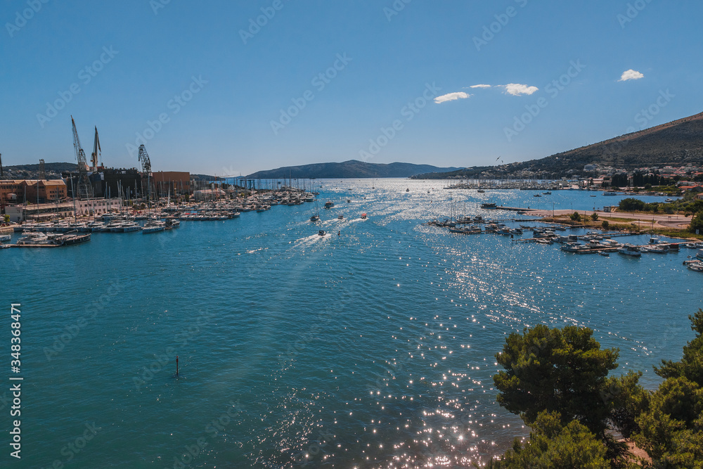 View of Trogir town marine from Castel, Dalmatia, Croatia