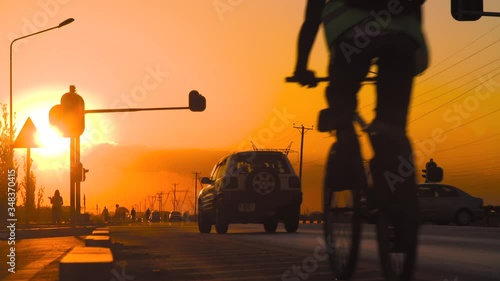 African road in Zambia at sunset