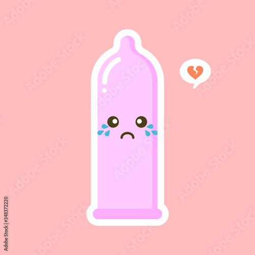 cute and kawaii condom shaped funny emoticons . Latex contraception emoji symbols. Social communication and chatting vector elements. Smile face facial expression. Safe sex sticker collection.