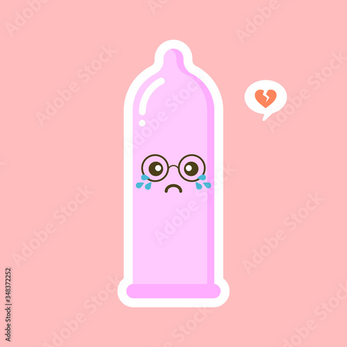 cute and kawaii condom shaped funny emoticons . Latex contraception emoji symbols. Social communication and chatting vector elements. Smile face facial expression. Safe sex sticker collection.