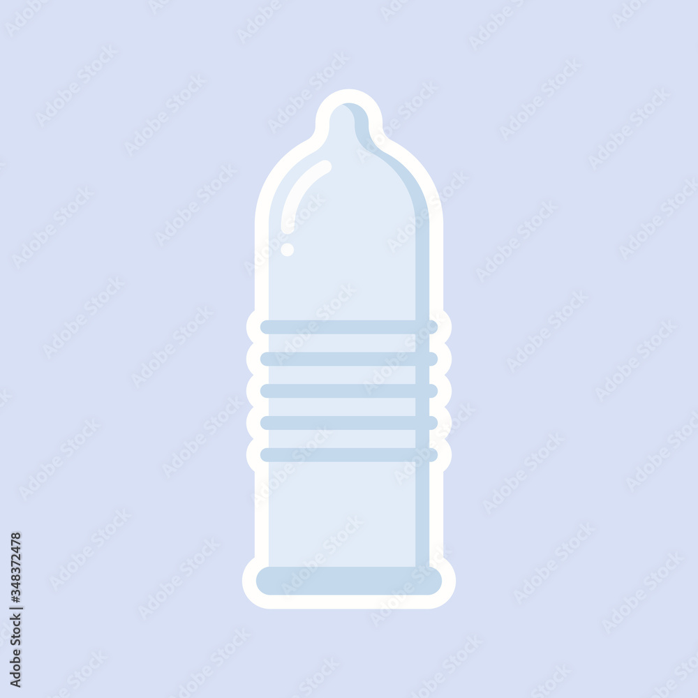 Fototapeta premium Condom icon vector on color background. Flat vector condom icon symbol sign from modern health and Safe sex. Contraception concept, web design, posters, cards, package, HIV Aids campaign and sex shop