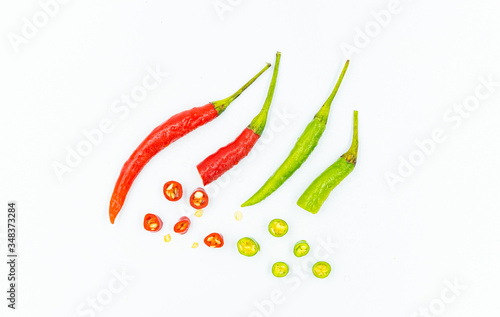 red chili on white background, pepper, Paprika
